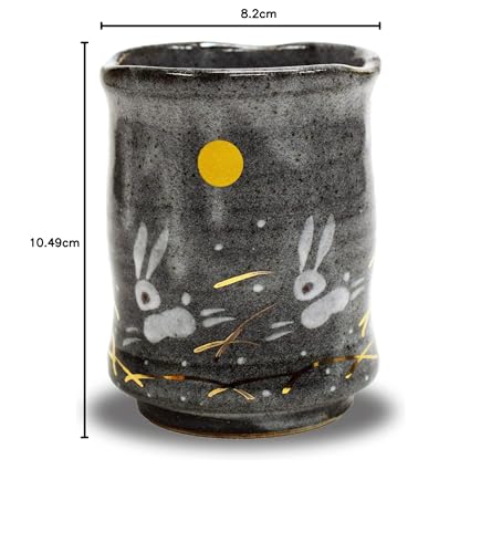 Waza no Kura Stylish Kutani Ware Teacup with a Feathered Rabbit Design, Large, Ceramic, Brand Name, Japanese Tableware, Made in Japan