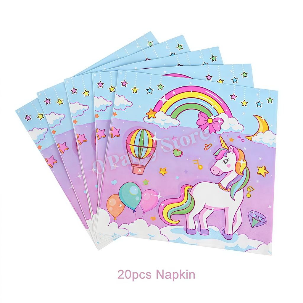 Kids Girls Unicorn Birthday Party Decoration Tableware Kit Plate Cup Unicorn 3D Balloons Party Favors Baby Shower Supplies Gifts
