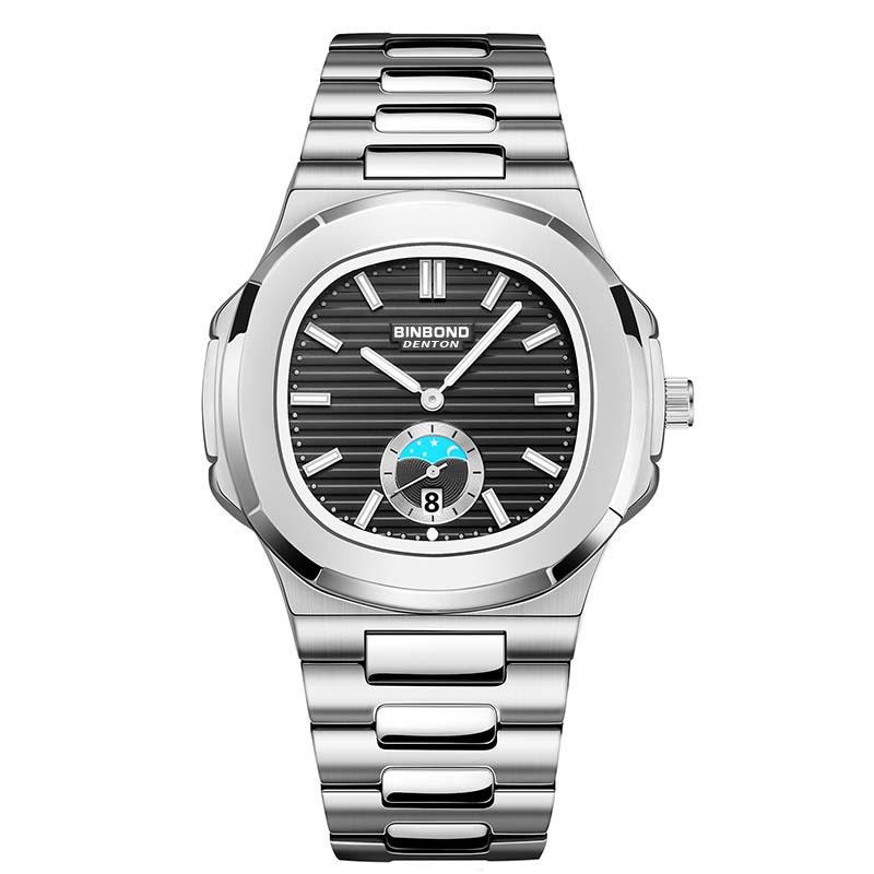 Men's Classic Chinese Style Retro Quartz Watch with Waterproof Steel Band - Versatile Casual Square Design