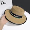 French retro M standard hat women's summer sunshade sun protection British flat top hat beach seaside vacation sun hat
