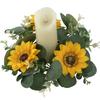 Artificial Sunflower Wreath Candle Ring With Eucalyptus For Wedding Table Centerpieces