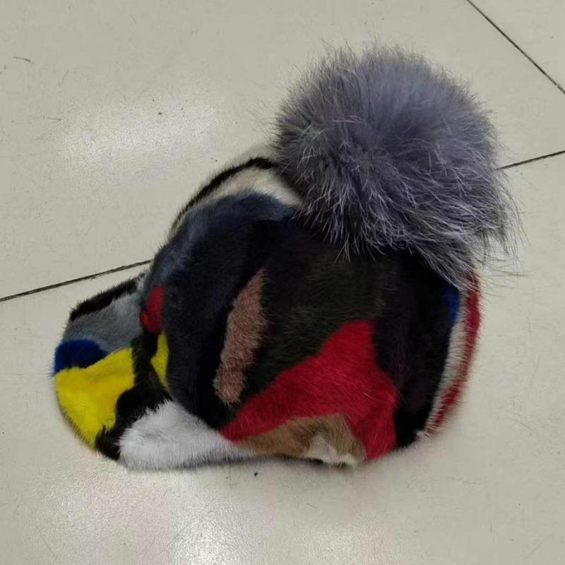 

Цвет норка шляпник зимний тренд норка берет шапка мода меховая шляпа тепловая защита ушей норковая шапка Adjustable