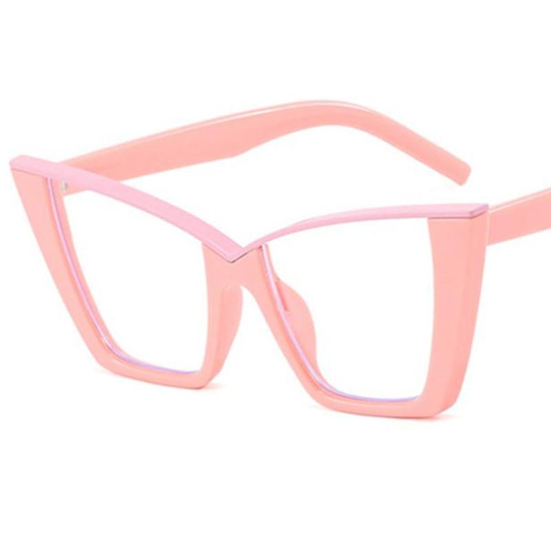 Fashion Optical Light Glasses Women Eyeglasses Cat Eye Spectacles Oversize Frame Ornamen Semi-Rimeless Design Ornamental