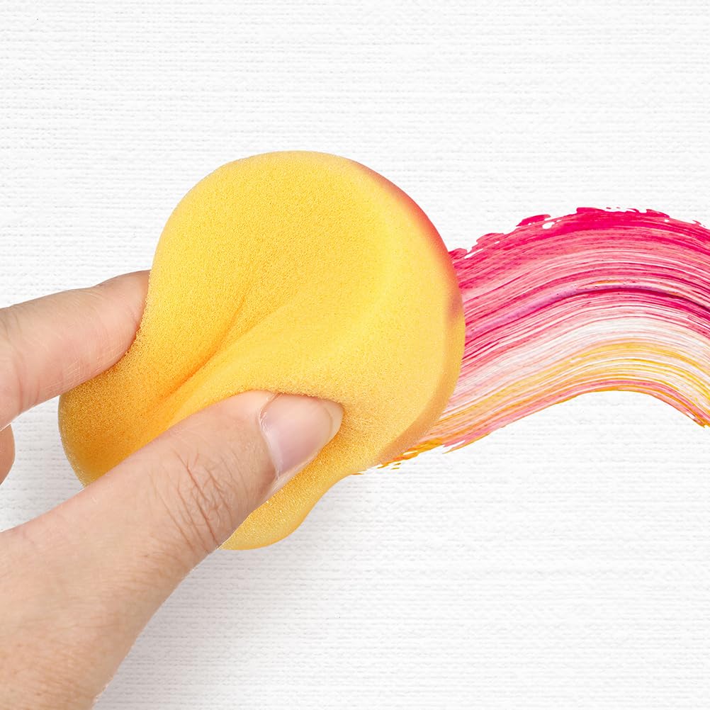 24pcs Yellow Round Cake Sponge 24 Pieces Bath Sponge Round Makeup Sponge Powder Puff Scrubber Oil for Face Circle Sponge Compression Travel Sponge