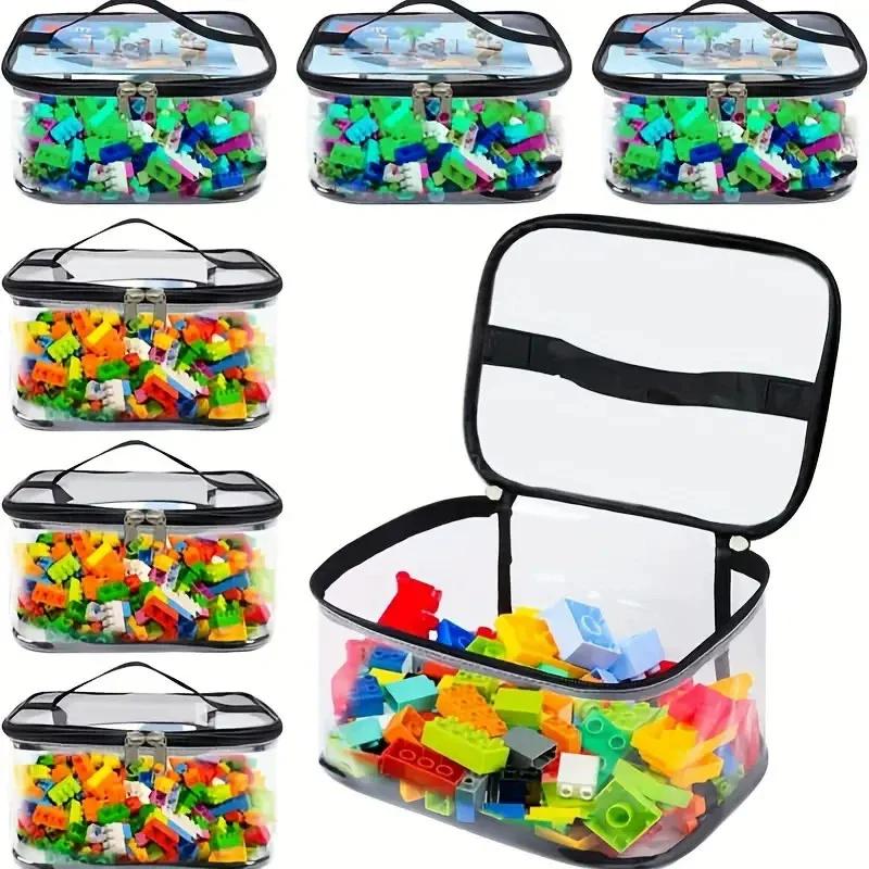 Large Capacity Transparent Mesh Zipper Toy Storage Bag - Puzzle And Block Organizer Ideal for Toy & Building Block Storage
