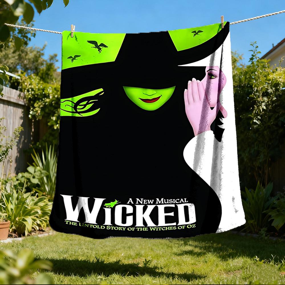 1pc Wicked Musical Outdoor Blanket Lightweight Flannel Throw For Travel, Camping, Livingroom, Couch, Chair Soft