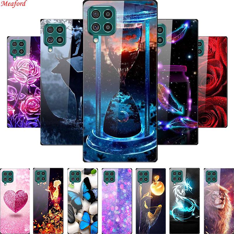 For Samsung M32 Case Tempered Glass Hard Back Cover Case For Samsung Galaxy A12 A22 M32 Phone Case Cover M 32 A 22 Funda Coque