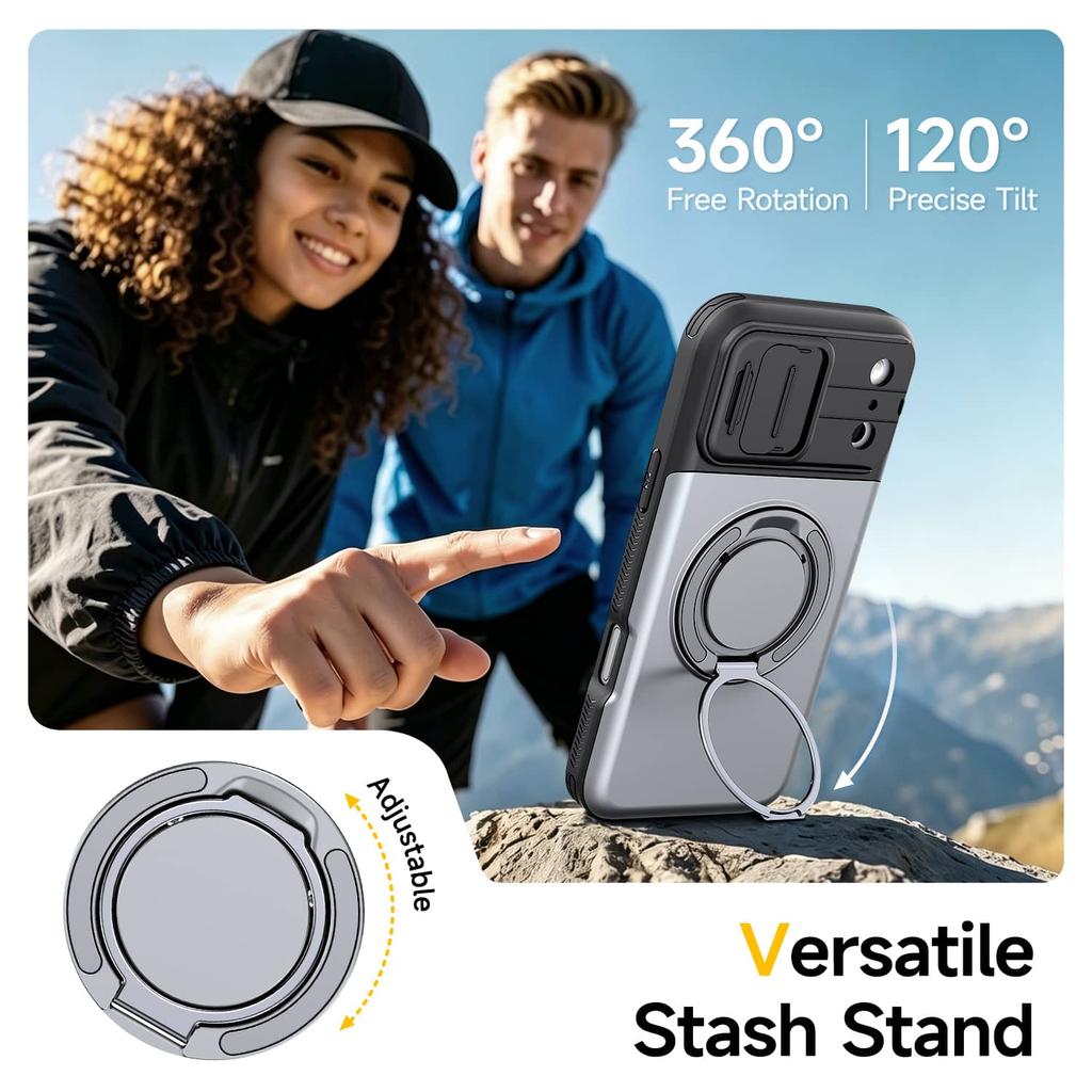 WEFOR Robuste Hülle für iPhone 17 16 15 14 13 12 Pro Max 11 XR Kartenhalter Geldbörse Ständer Schieb-Kameraabdeckung Stoßfeste Hülle