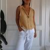 Fashion V-neck Sleeveless Casual Women Summer Shirt Plus Size Female Loose Streetwear Office Simple Blouse Solid Color Tops Women's Clothing