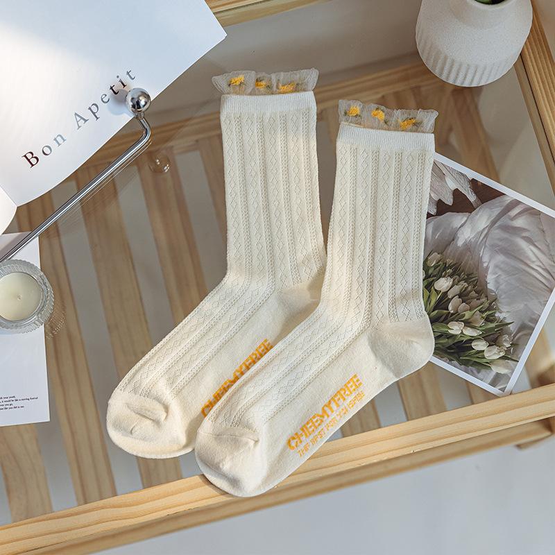 Spring/Summer Ultra Thin Vintage Crystal Silk Stockings for Women Socks for Women Mid-tube Stockings Breathable Cotton Sole Glass Silk Stockings
