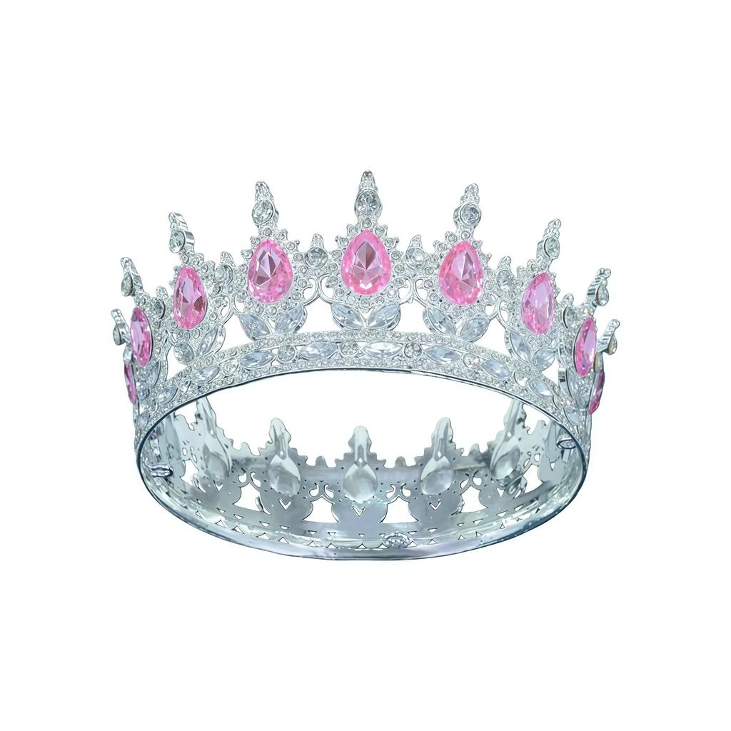 European and American Baroque Bridal Round Crown Party Dance Princess Tiara Birthday Crown Crystal Hair Accessories for Women