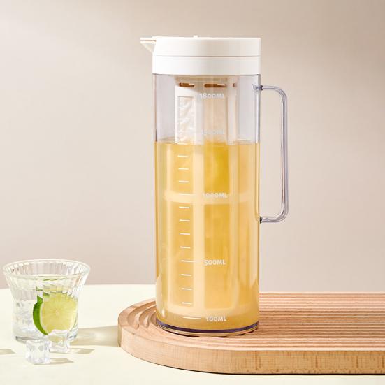Large Cold Water Pitcher, 2000ml Flip Lid Dispenser for Fridge Side Door, BPA-Free Leakproof Jug with Infuser for Fruit Tea