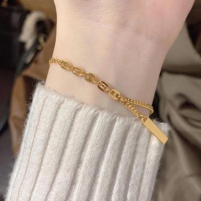 Gelukssymbool Armband Dames Ins Niche Ontwerp Temperament Licht Luxe Symbool Kleine Gouden Staaf Sieraden