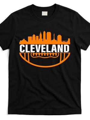 Cleveland Football Skyline City, Stylish Boutique T-Shirt, Casual Wear Patterned Crew Neck Tee Gift,