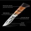 Kitchen Knife Set Beautifully Corroded Pattern Double Solid Wood Splice Copper Head Handle High Hardness Steel Carving Knife