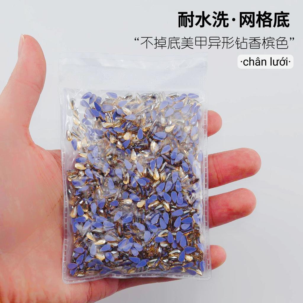 Mesh Bottom Nail Art Diamond, Champagne Special-Shaped Diamond, Small Size, No Bottom Nail Drill, Washable Flat Bottom Special-Shaped Whole Batch