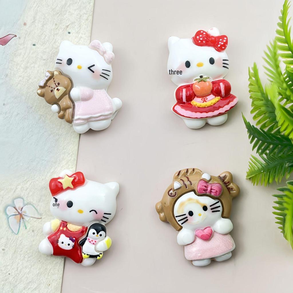 Cartoon Bear & Kitten Resin Accessories: DIY Hair Clip, Phone Case, Magnet, Keychain, Shoe Buckle Ornament