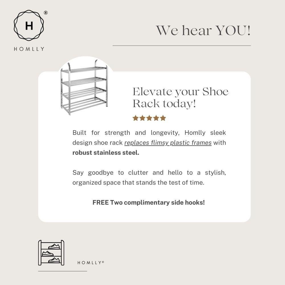 Homlly Tonii Stainless Steel Shoe Rack (2/3/4/5/6 Tier)