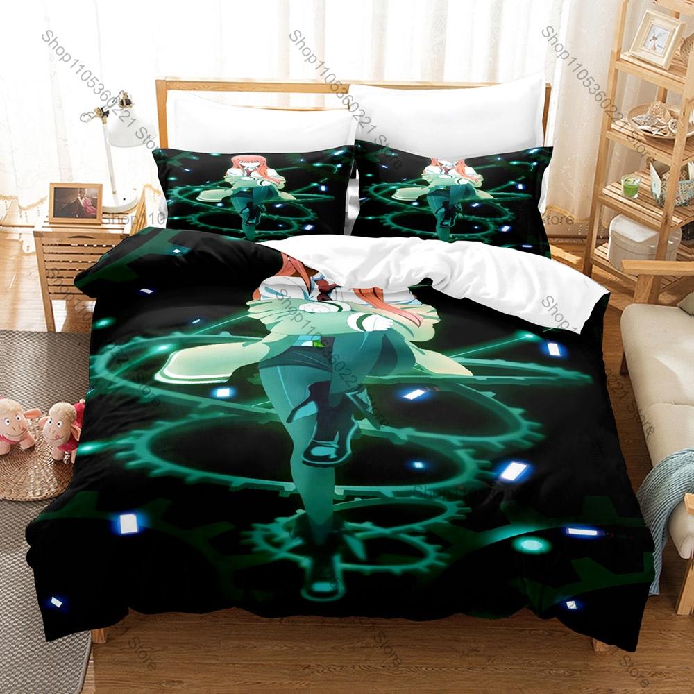 Time Travel Anime Bedding Set, Duvet Cover + 2 Pillowcases, Steins Gate Design, Comfortable Home Textiles