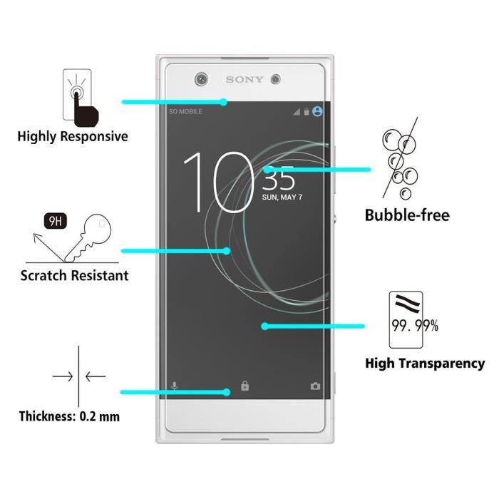 Verre Trempe Sony Xperia XA1 - [Pack 2] Film Vitre Protection Ecran Ultra Resistant [Phonillico®]