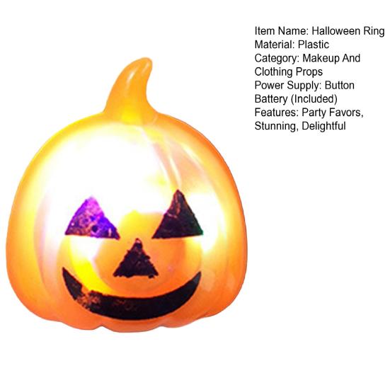 Halloween LED Rings, Light Up Finger Rings Toy for Kids Adults, Spooky Pumpkin Ghost Eyeball Luminous Rings for Party Favors Treats Goodie Bag Filler
