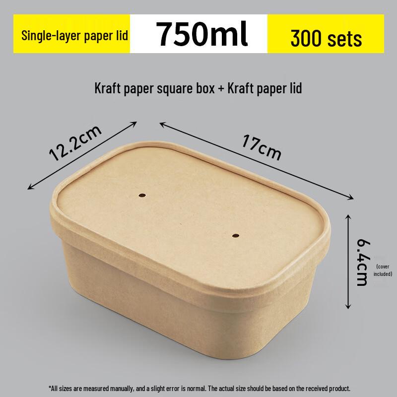 Kraft Paper Square Salad Bowl with Lid