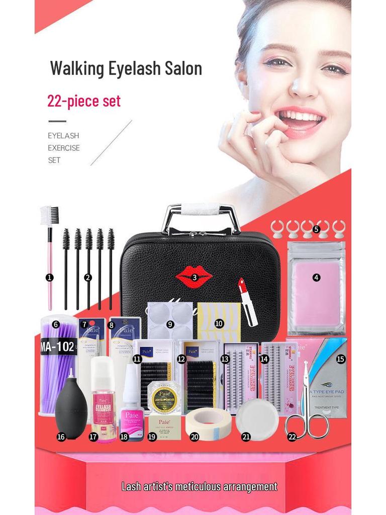 Deluxe 22-Piece Eyelash Extension Kit with Irritation-Free Glue for Professional Salons