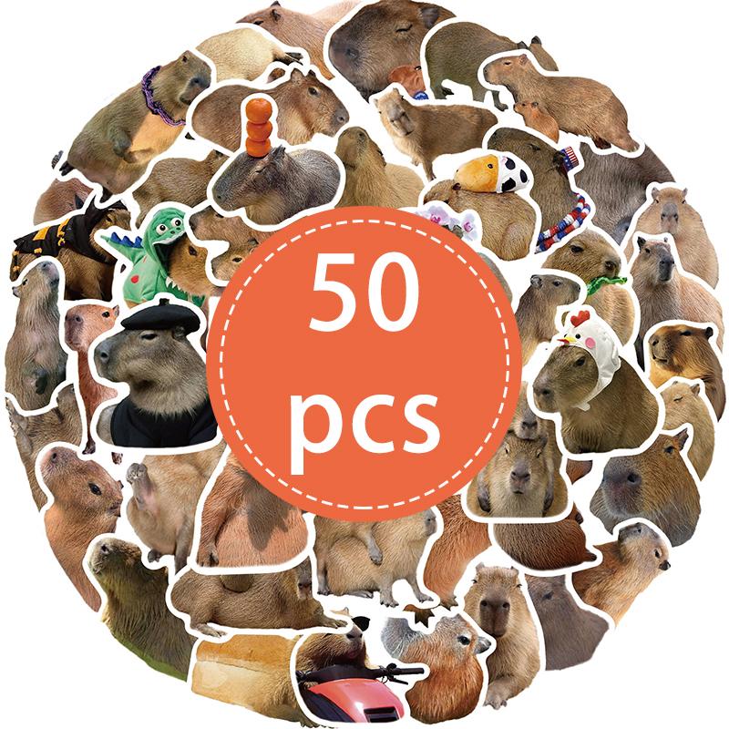 50PCS Capybara Stickers Funny Cute Brown Sticker Cartoon Animal Decal Vinyl Waterproof for Scrapbook Laptop Luggage Water Bottle