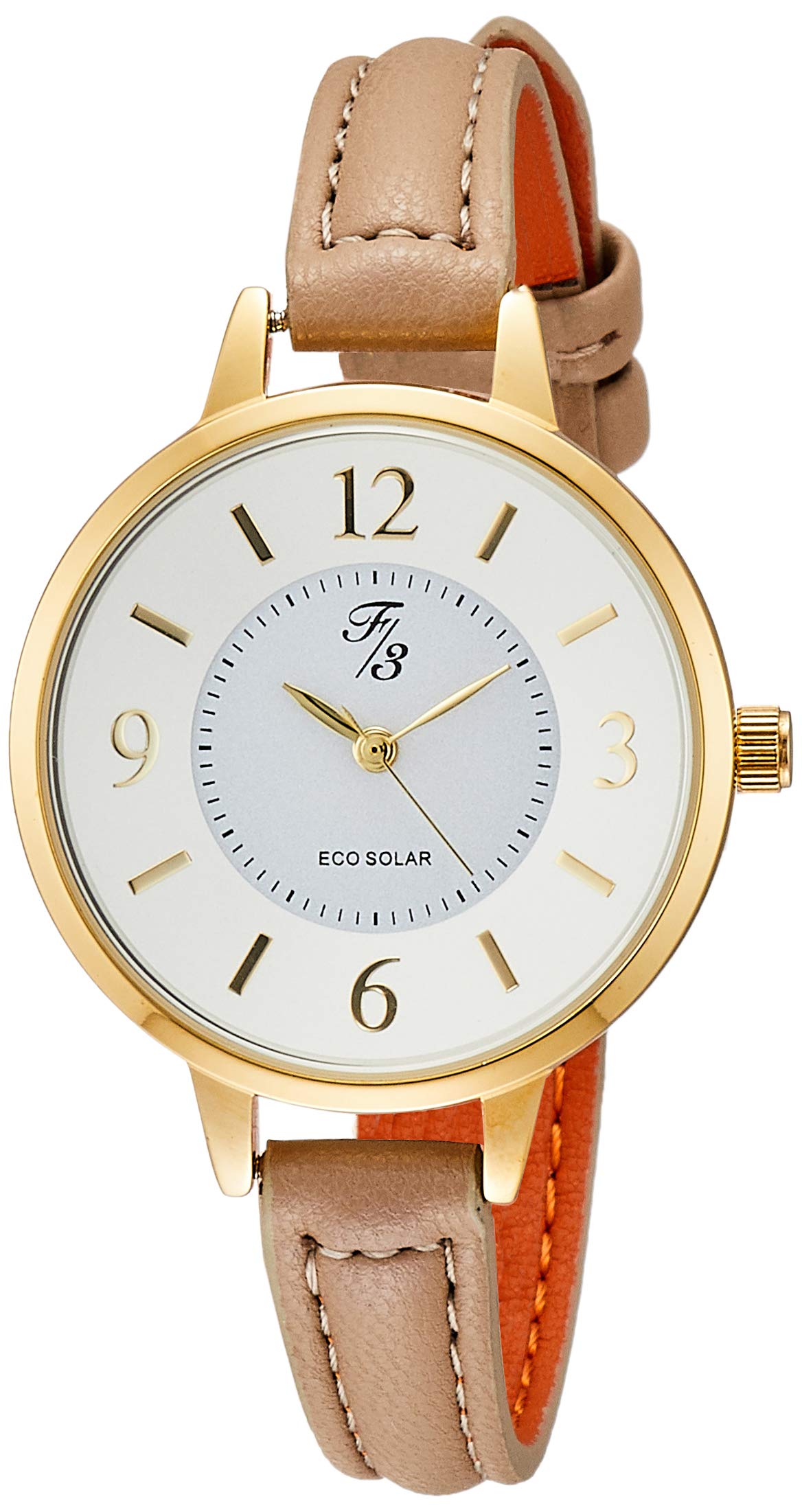 

ALIAS Watch Solar F3 Analog Waterproof Leather Strap FP010BE6S Beige Women s