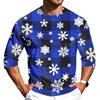Men's Casual Christmas 3/4 Sleeve T-Shirt with Round Neck for Holiday Festive Wear