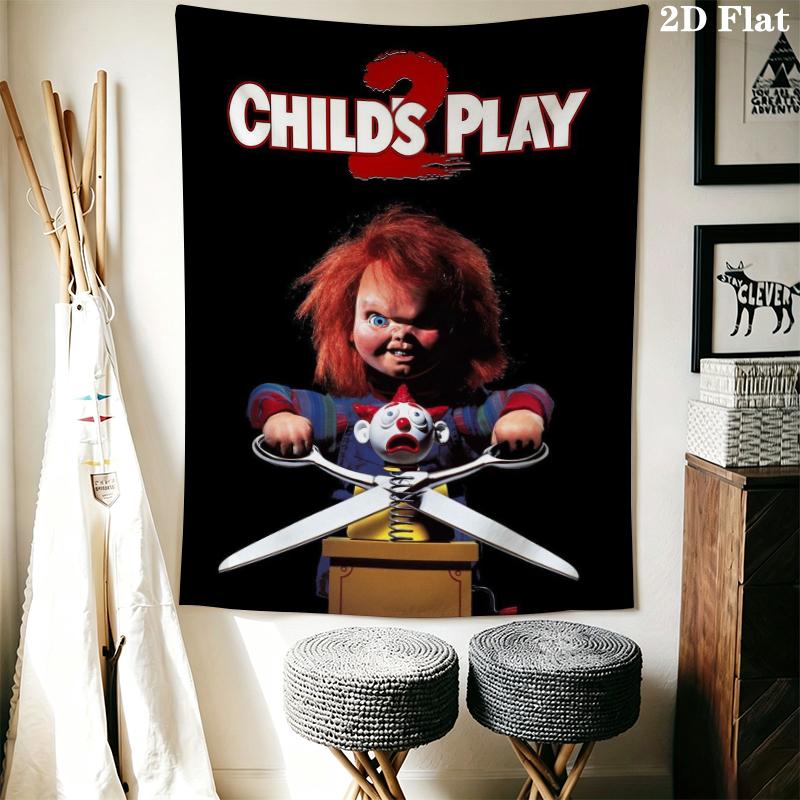 Arazzo da Parete Chucky Appeso Estetico alla Parete Coperta in Tessuto Stampato Arazzi Decorativi per Camera da Letto Soggiorno Decorazioni per la Casa