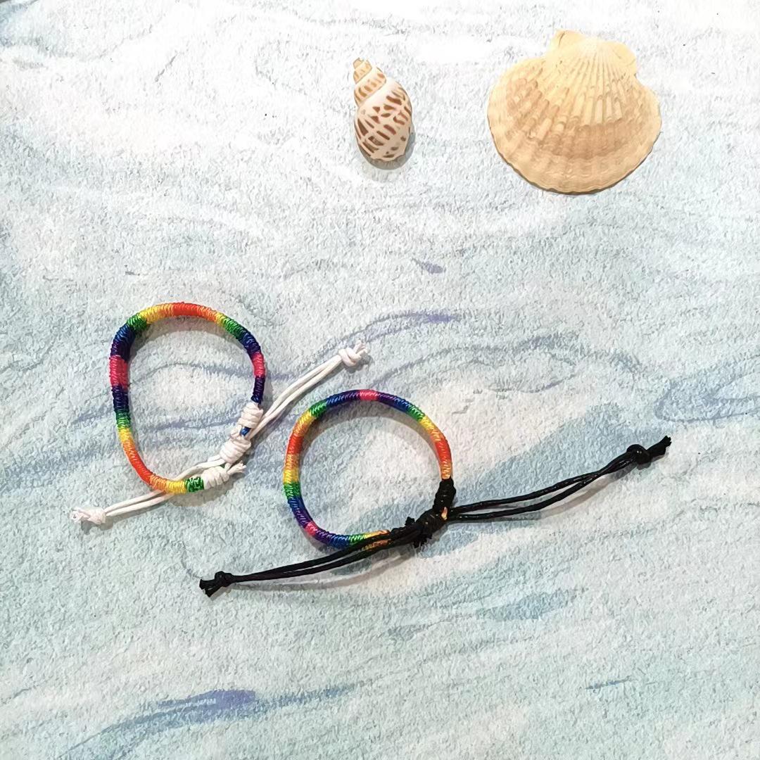 Sechsfarbiges Regenbogen Friedens- & Glücks-Fünffarbiges Seilarmband Fußkettchen - Handgeknüpftes Festliches Geschenk. K5 gray