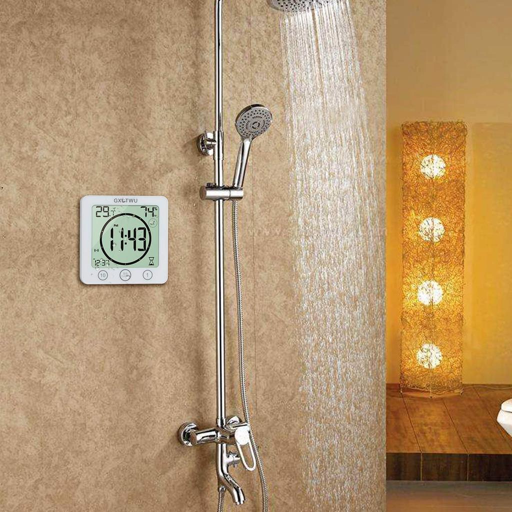 Waterproof Digital Clock with Timer, Thermometer and Hygrometer, Half-Body Bath Clock, Bath Clock with Heatstroke Prevention Function, Wall-Mounted or