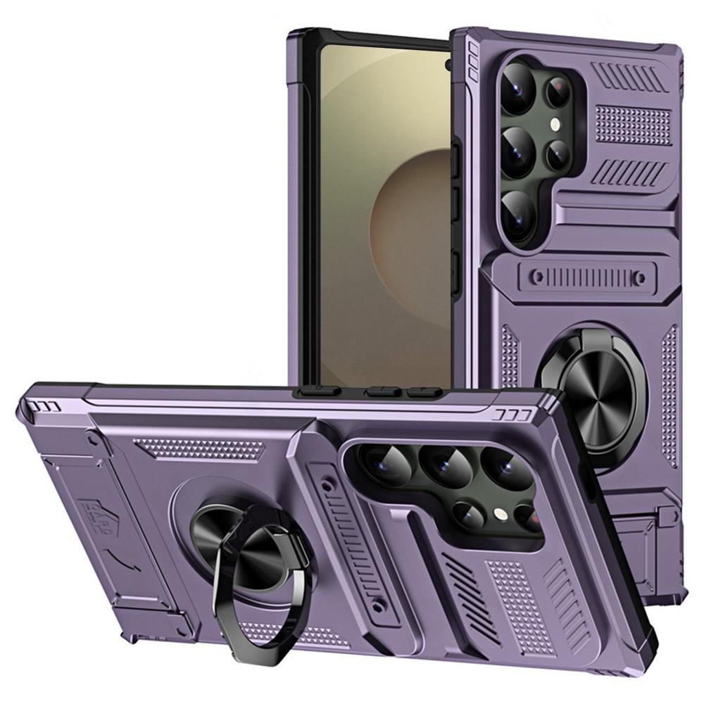 Militärisches Anti-Fall-Case mit Rüstungsdesign für Samsung S26 Ultra S24 Plus S23 FE S25 Ultra A56 A55 Magnetischer Ringhalter Kartensteckplatz Handyhülle