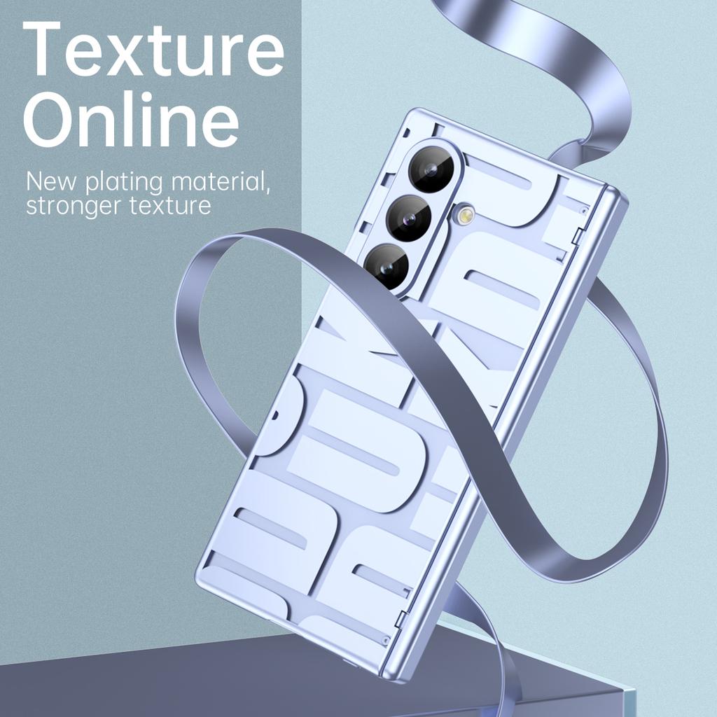 Modische Buchstaben Galvanisierte Hart-PC-Rückschale für Samsung Galaxy Z Fold 7 6 5 4 3 2 mit Glas-Displayschutzfolie