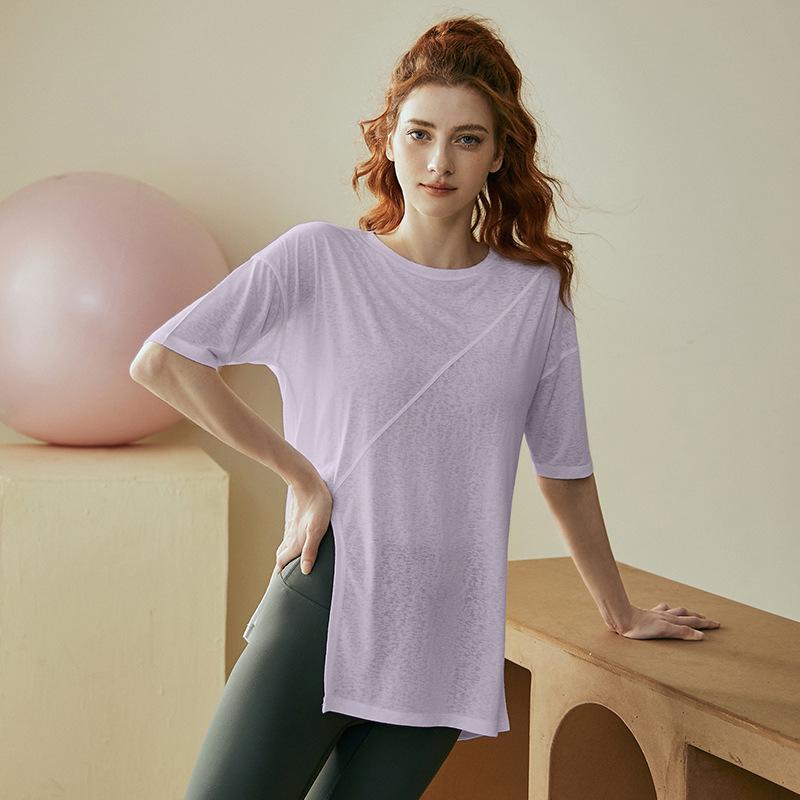 Top Fitness da Donna Estivo a Manica Corta, Vestibilità Larga, per Yoga & Pilates