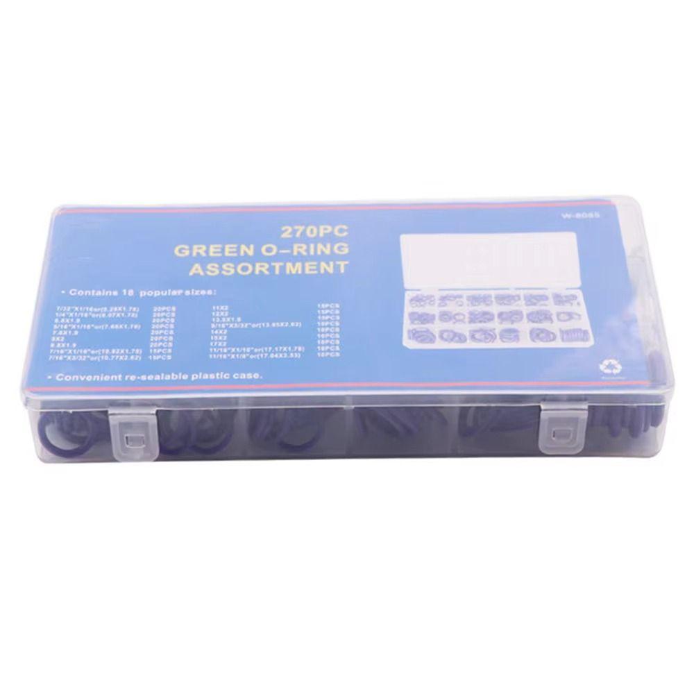270Pcs Rubber Rings Sealing Ring Kit Purple Green HNBR Material Car Air Conditioning O Rings 18 Sizes Universal