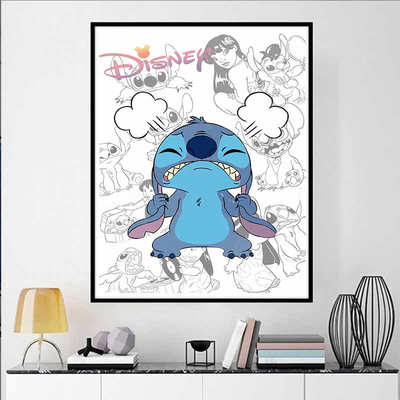 Disney Diamant Malerei: Stitch wird verrückt Kreative Illustration 5D Diamantmalerei Kunst Stickerei Kreuzstich Raumdekoration