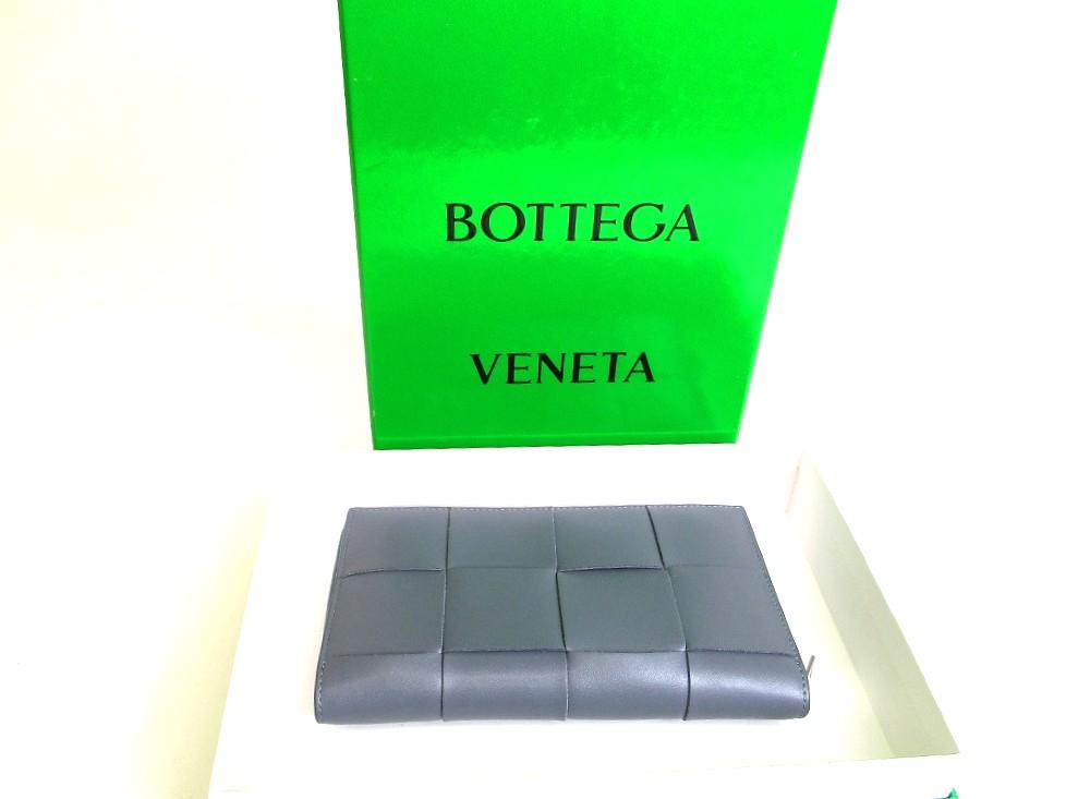 Authentic BOTTEGA VENETA Cassette Gray Leather Zip Around Wallet Long Wallet #b251 Open box
