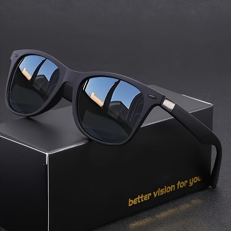 1 Unisex Vintage Fashion Glasses - Black Rectangular Frame Suitable for Adventure and Casual Activities Stylish Shield Design
