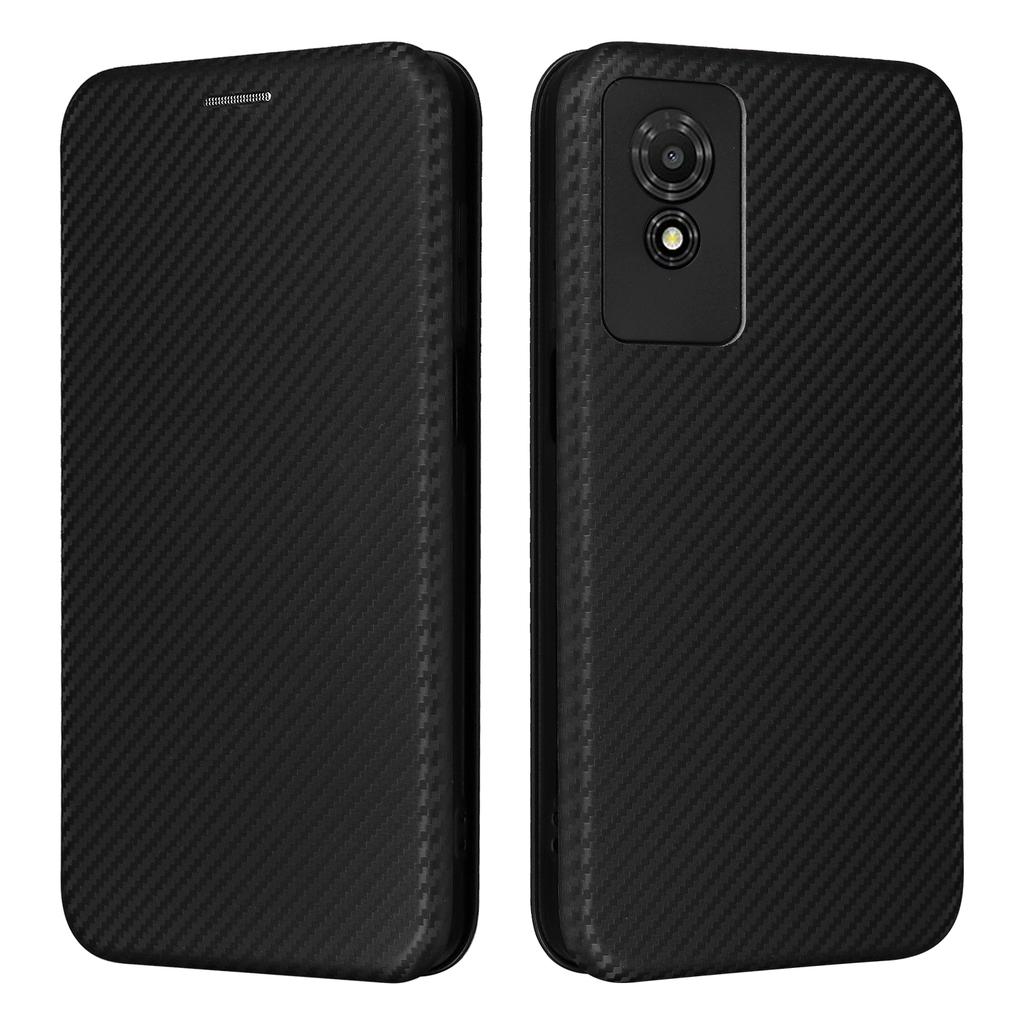 Pro TCL 501 Pouzdro Textura uhlíkových vláken Magnetické Horizontální Odklápěcí Kožené Pouzdro na Telefon