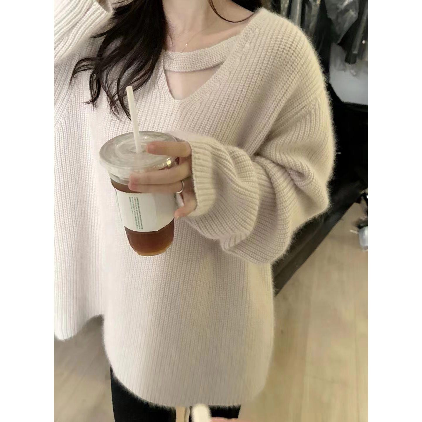 

Нежный и ленивый корейский свитер с длинными рукавами, женский свободный повседневный топ, маленькая базовая рубашка S абрикосовый