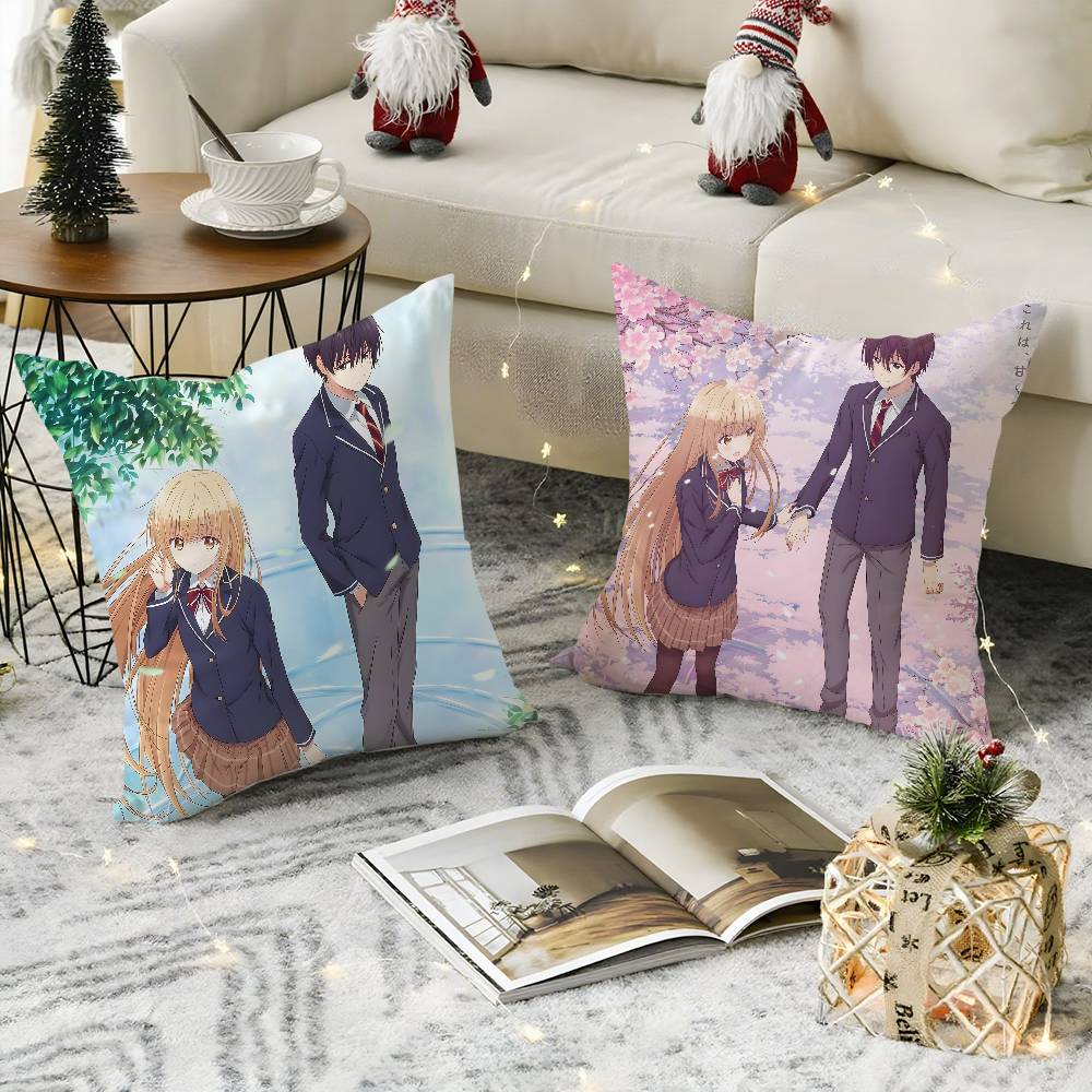 Anime M-My Next Door GirlS Pillow Case Soft Plush Fabric Double Sided Print Decorative Home Living Room Gift Cushion Cover