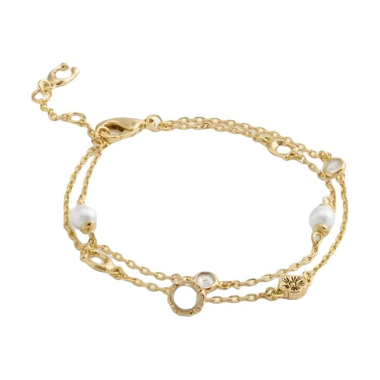 COACH Pearl, Brass Plated, Glass, Cubic, Zircon, Crystal Bracelets Women's Gold CBV92-VP4