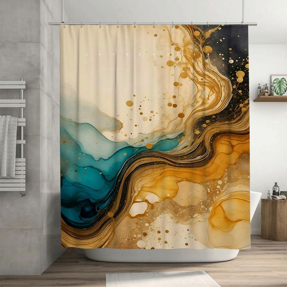 Abstract Floral Shower Curtain Colorful Home Decor Bathroom Accessories Set For Bathtub Waterfall Print Bath Rug Mat Gift Idea P