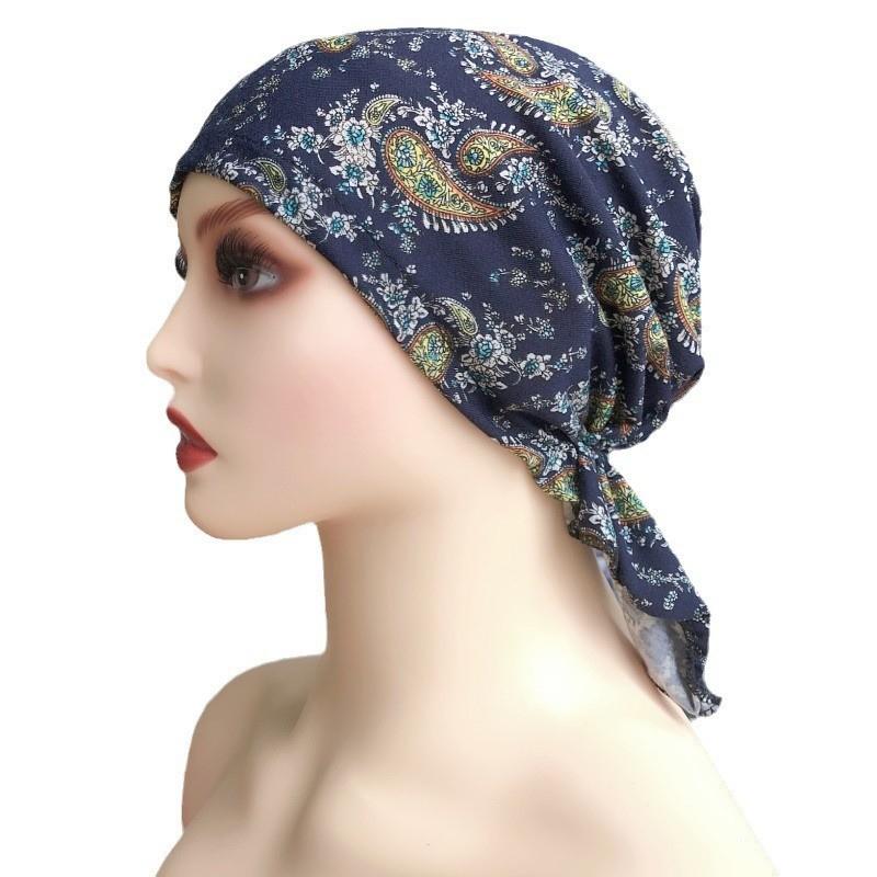 Headwrap Fashion Casual Floral Print Turban Chemotherapy Hat Women National Wind Cotton Hat Bandana