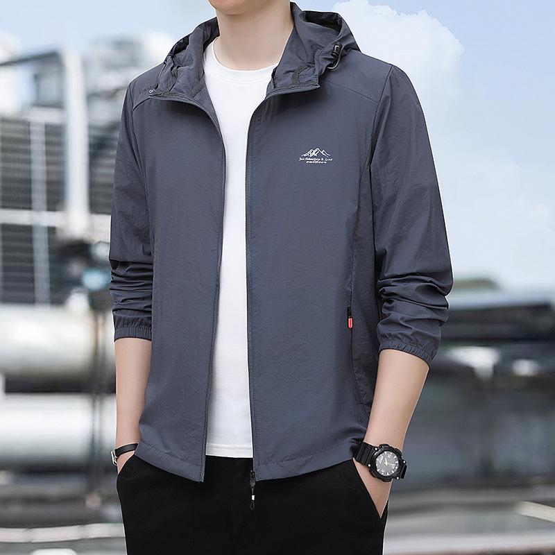 Men's Summer Stand-up Collar Loose Fit Casual Outdoor Windbreaker - Breathable, Hoodless Skin Coat