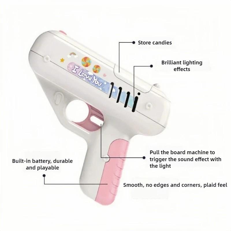 Children Lollipop Gun Toys Love Surprise Creative Candy Storage with Sound and Light Kids Funny Surprise Gifts Boys Girls Toy