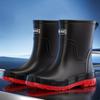 Men High-End Rain Boots Closed Rainproof and Waterproof Mid Tube Non-Slip Drawstring Boots Fleece Lined Cotton Warm Rubber Boots