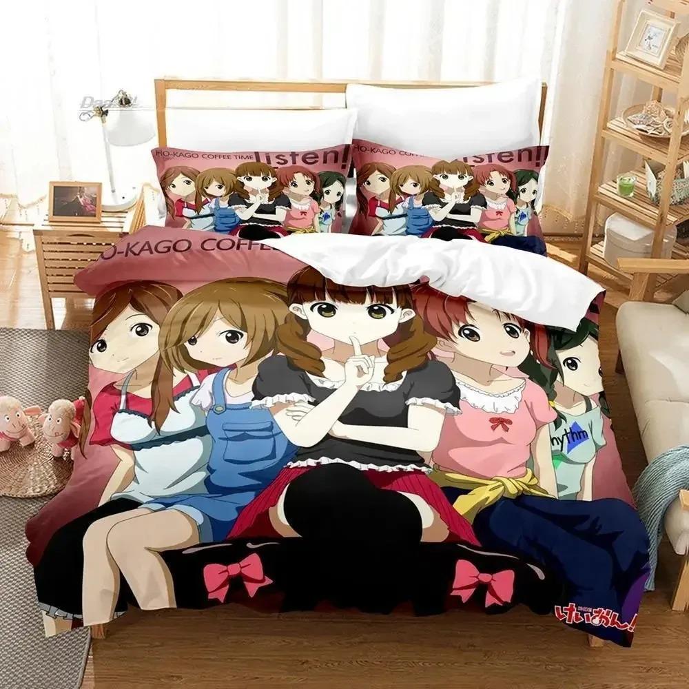 Kawaii K-ON! Bettwäsche-Set Einzelbett Twin Full Queen King Size Bettset Erwachsener Kind Schlafzimmer Bettbezug-Sets 3D-Druck Anime Bettlaken-Set